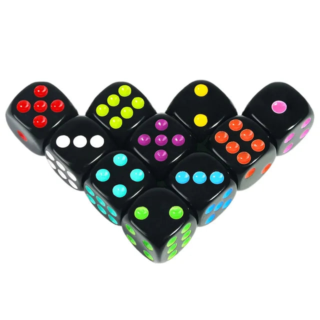 YOUSHARES Lot De 50 Dés Multicolores 16 Mm – 5 Couleurs, Sac De Transport Inclus – Jeux De Société, Casino, Tenzi
