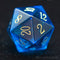 D20 en verre bleu