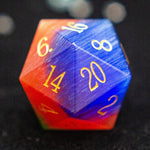 D20 en oeil de chat tricolore - Vignette | Le rôliste