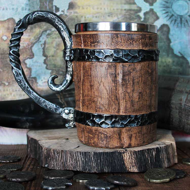 Chope à Bière En Bois De Jujube 300ml Avec Anse - Gobelet Naturel Et Élégant Pour Bière Et Thé