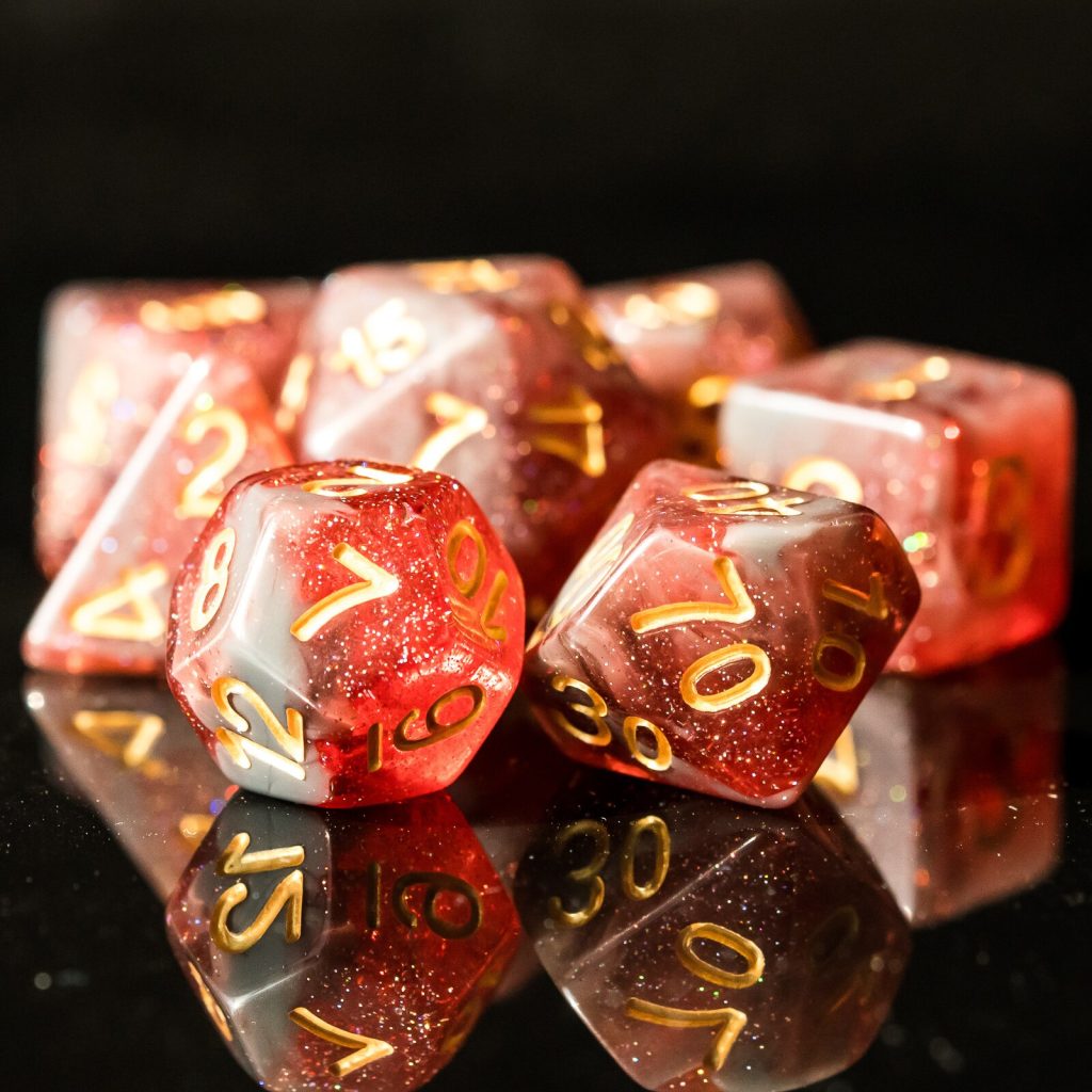 7 DÉS MEGA ENSEMBLE JDR - 7 DÉS MEGA-HEDRAL , ROUGE AVEC OR - SCARAB 7 DÉS MEGA ENSEMBLE JDR - 7 DÉS MEGA-HEDRAL , ROUGE AVEC OR - SCARAB