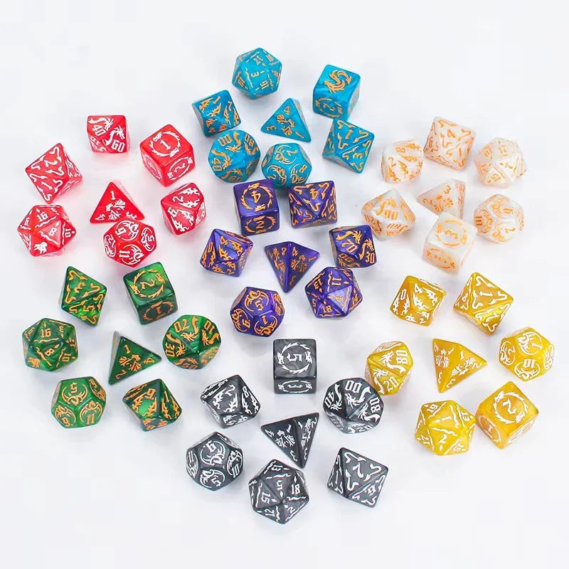 Set De 7 Dés Polyédriques – Acrylique – Pour Donjons & Dragons, JDR Et Jeux De Rôle