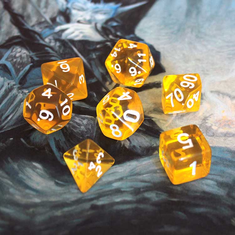 Lot De Dés Jaunes Transparents Pour Jeux De Rôle (JDR / RPG) - Neuf - Âge Recommandé 17 Ans Et Plus