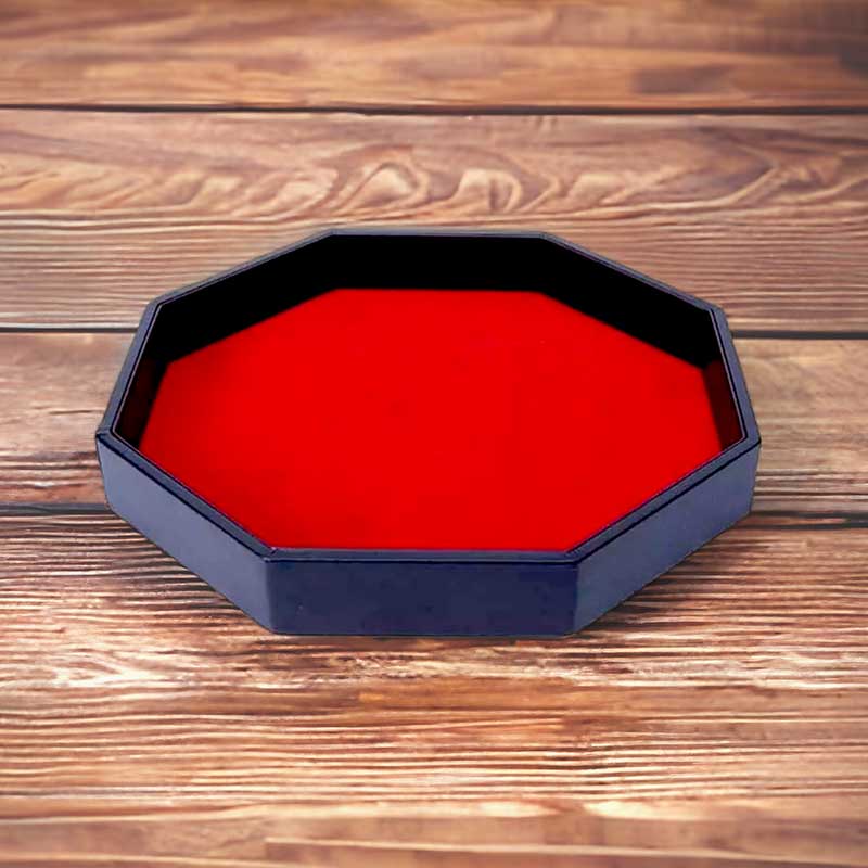 Belle Vous - Piste De Dés Octogonale En Simili Cuir Noir & Velours Rouge - Avec Gobelet Et 6 Dés - Plateau RPG D&D, Jeux De Table Et Casino