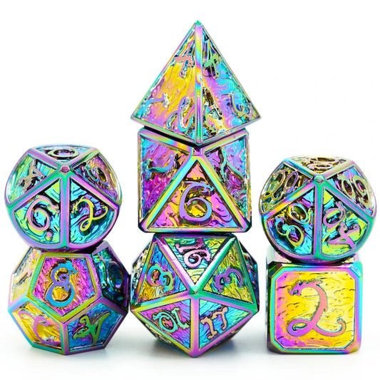 Set de dés en métal - Le vol des dragons
