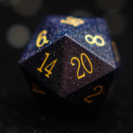 D20 en pierre de sable bleu