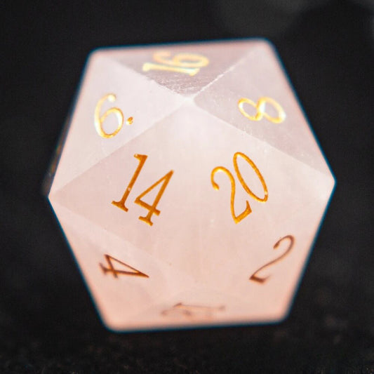 D20 en quartz rose