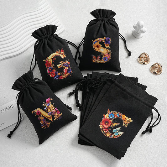 Bourse à dés alphabet floral