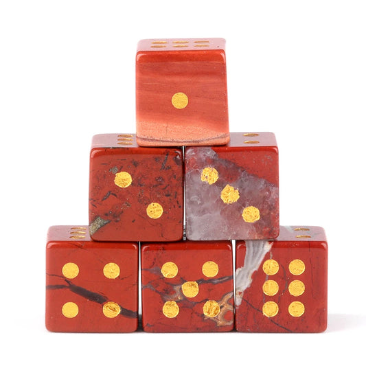 Lot de 6 D6 cube en jaspe rouge