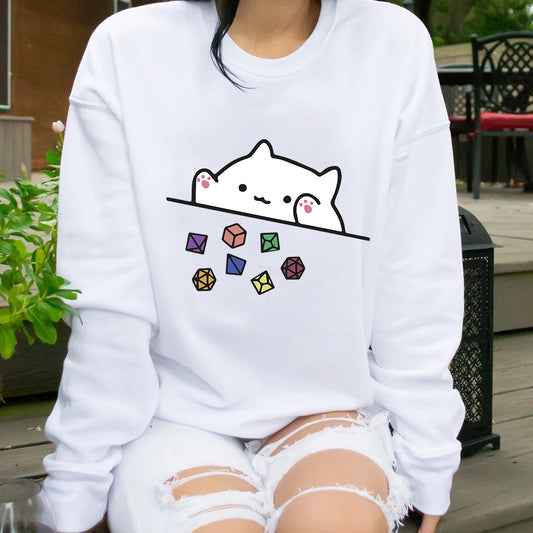 Sweat JDR sans capuche - Chaton mignon et set de dés