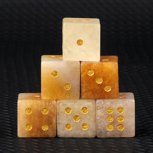 Lot de 6 D6 cube en jade jaune