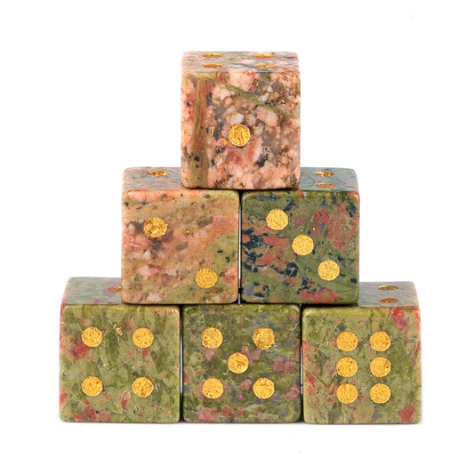 Lot de 6 D6 cube en unakite