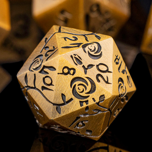 D20 en métal motif rose vampire