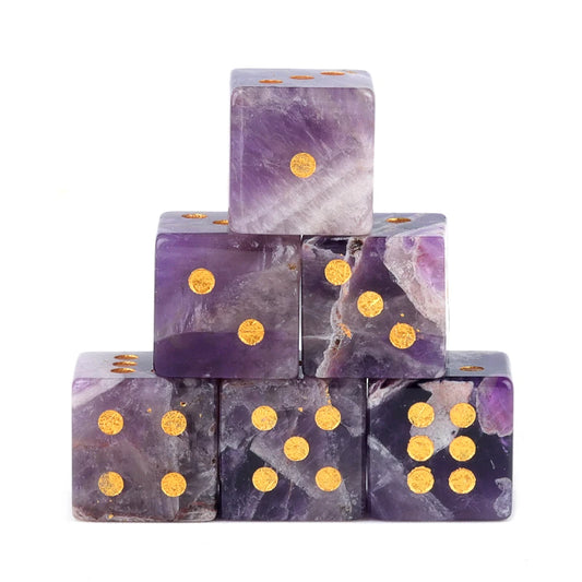 Lot de 6 D6 cube en améthyste