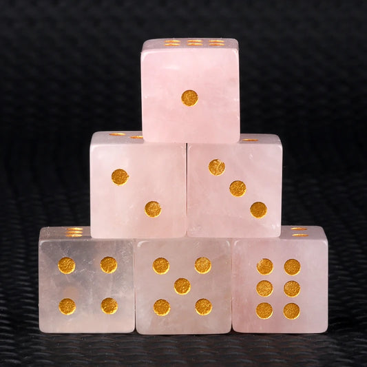 Lot de 6 D6 cube en quartz rose