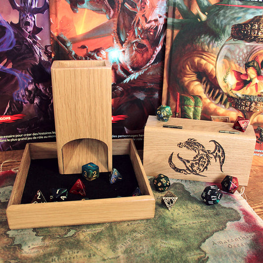 Kit de Rôliste Artisanal – Tour + Boite + Piste à dés