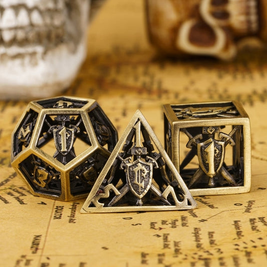 Set de Dés en Métal Épée et Bouclier