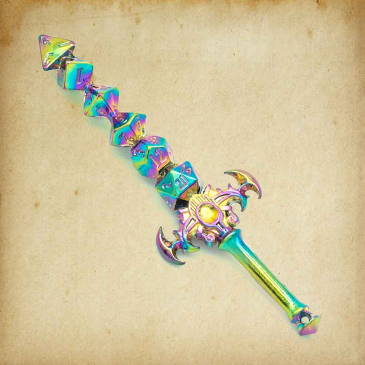 Pendentif : Épée set de dés en métal