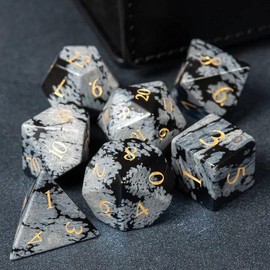 Dés en Obsidienne Flocon de Neige