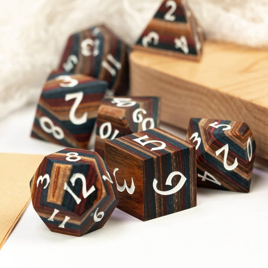 Dés en Bois Nervures Multicolores