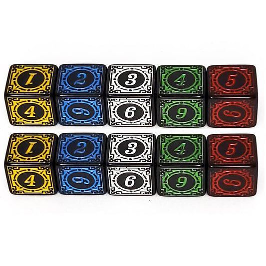 Lot de 10 dés à 6 faces (10D6) - Motif mosaïque