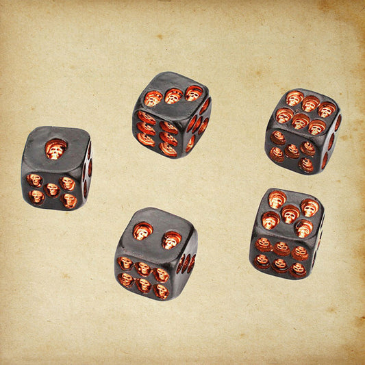 Dés crânes en bois - Lots de 5D6