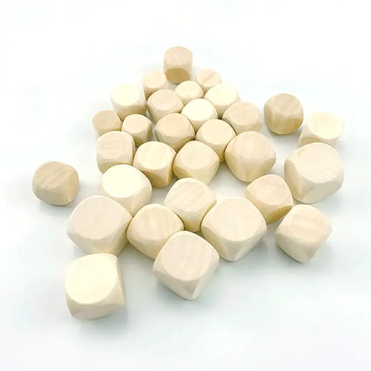 Dés en Bois Vierge Blancs x10