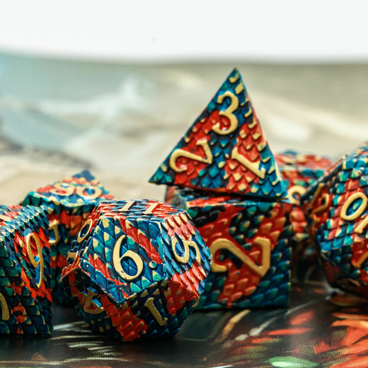 Set de dés en métal - Écailles de Dragons