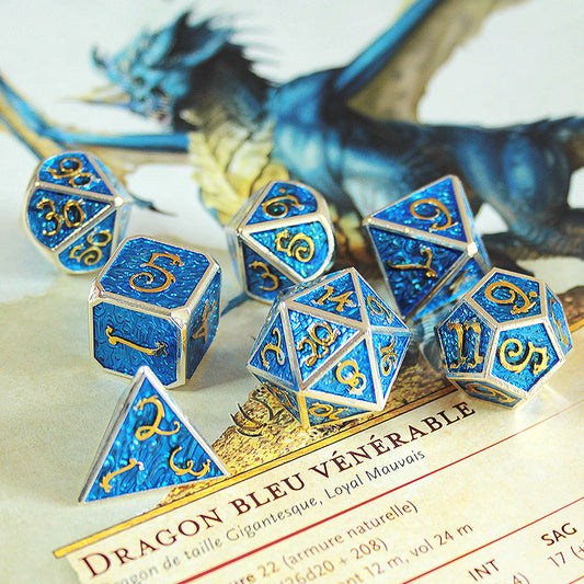 Set de dés en métal - Le vol des dragons