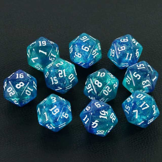 Lot de 10 dés D20 Célestes