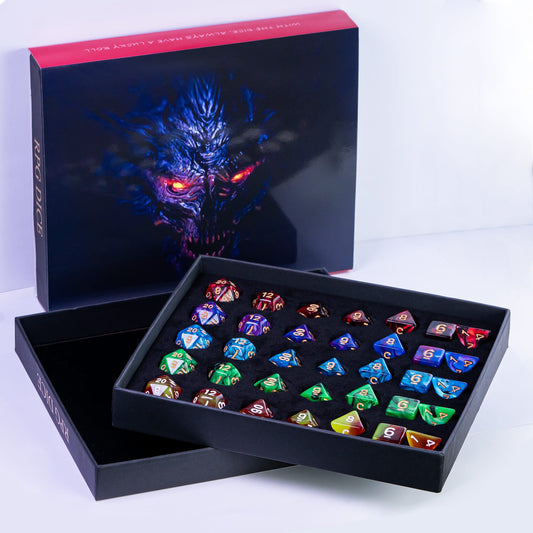 Coffret Cadeau JDR - 5 Sets de Dés + Piste à Dés