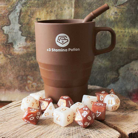 Tasse à café de JDR + 2 Set de dés "Café & Sucre"